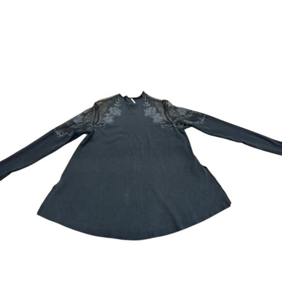 "FREE PEOPLE" Blk Lace Shoulder SZ S Floral Whimsigoth, Dark Romance, Vampire - Picture 4 of 12